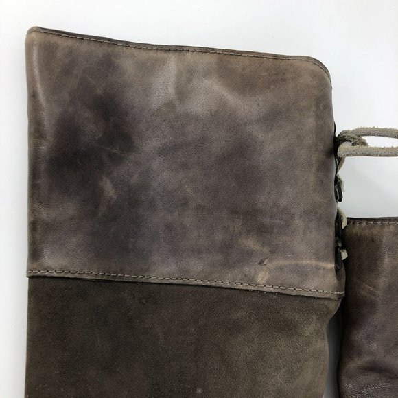 Cole Haan Nike Air Waterproof Knee High Boots Weathered Suede Leather Brown Lace - Picture 3 of 16